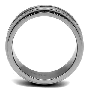 TK2929 High polished (no plating) Stainless Steel Ring with Epoxy in Jet