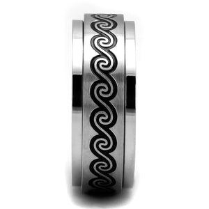 TK2930 High polished (no plating) Stainless Steel Ring with Epoxy in Jet