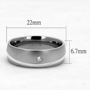 TK2932 High polished (no plating) Stainless Steel Ring with AAA Grade CZ in Clear