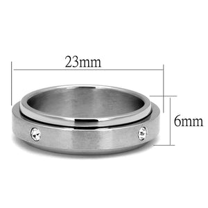 TK2933 High polished (no plating) Stainless Steel Ring with AAA Grade CZ in Clear