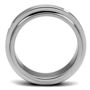 TK2933 High polished (no plating) Stainless Steel Ring with AAA Grade CZ in Clear
