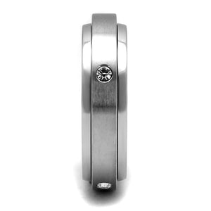 TK2933 High polished (no plating) Stainless Steel Ring with AAA Grade CZ in Clear