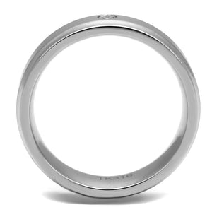 TK2934 High polished (no plating) Stainless Steel Ring with AAA Grade CZ in Clear