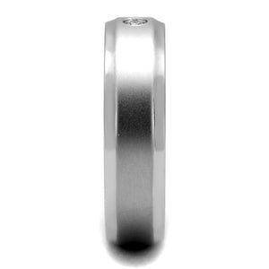 TK2934 High polished (no plating) Stainless Steel Ring with AAA Grade CZ in Clear