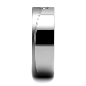 TK2937 High polished (no plating) Stainless Steel Ring with AAA Grade CZ in Clear