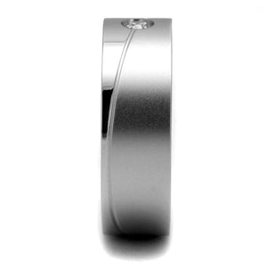 TK2937 High polished (no plating) Stainless Steel Ring with AAA Grade CZ in Clear