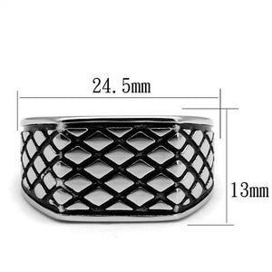 TK3009 High polished (no plating) Stainless Steel Ring with Epoxy in Jet