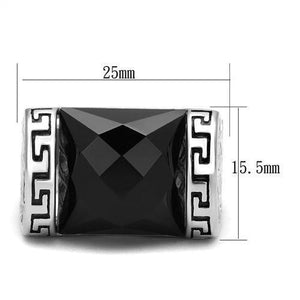 TK3016 High polished (no plating) Stainless Steel Ring with Synthetic in Jet