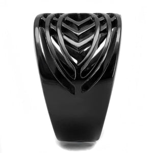 TK3060 - IP Black(Ion Plating) Stainless Steel Ring with No Stone