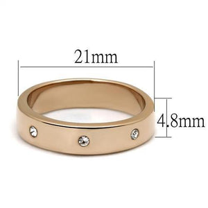 TK3107 - IP Rose Gold(Ion Plating) Stainless Steel Ring with Top Grade Crystal  in Clear