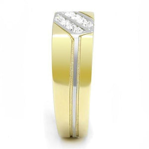 TK3186 Two-Tone IP Gold (Ion Plating) Stainless Steel Ring with Top Grade Crystal in Clear