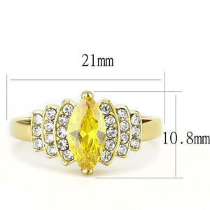 TK3239 - IP Gold(Ion Plating) Stainless Steel Ring with AAA Grade CZ  in Topaz