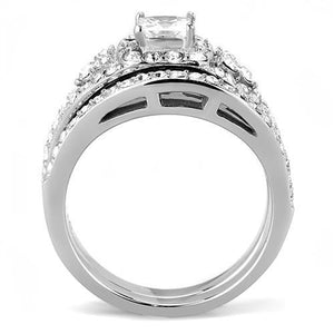TK3253 High polished (no plating) Stainless Steel Ring with AAA Grade CZ in Clear