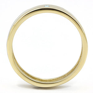 TK3267 Two-Tone IP Gold (Ion Plating) Stainless Steel Ring with Top Grade Crystal in Sea Blue