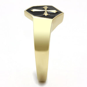 TK3268 IP Gold(Ion Plating) Stainless Steel Ring with Epoxy in Jet