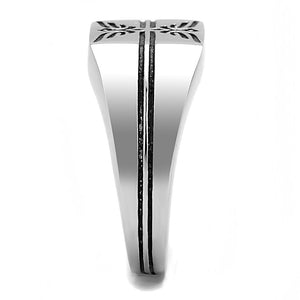 TK3279 High polished (no plating) Stainless Steel Ring with Epoxy in Jet