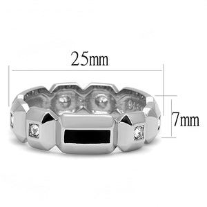 TK3281 High polished (no plating) Stainless Steel Ring with Top Grade Crystal in Clear