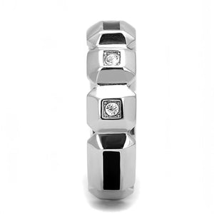 TK3281 High polished (no plating) Stainless Steel Ring with Top Grade Crystal in Clear