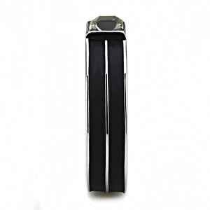 TK3292 High polished (no plating) Stainless Steel Ring with Top Grade Crystal in Black Diamond