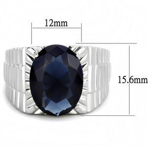 TK3461 High polished (no plating) Stainless Steel Ring with Synthetic in Montana