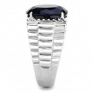 TK3461 High polished (no plating) Stainless Steel Ring with Synthetic in Montana