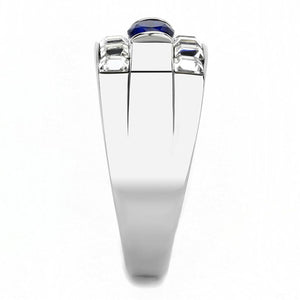 TK3463 High polished (no plating) Stainless Steel Ring with Synthetic in Montana