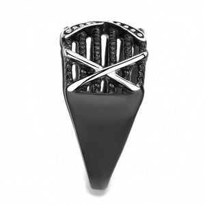 TK3468 IP Black(Ion Plating) Stainless Steel Ring with No Stone in No Stone