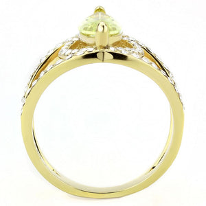 TK3578 IP Gold(Ion Plating) Stainless Steel Ring with AAA Grade CZ in Apple Green color