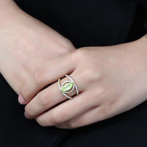 TK3578 IP Gold(Ion Plating) Stainless Steel Ring with AAA Grade CZ in Apple Green color