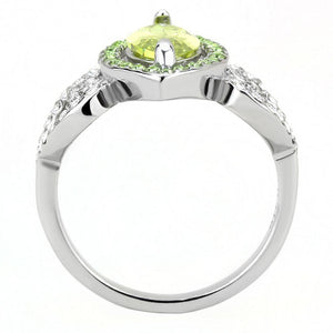 TK3579 No Plating Stainless Steel Ring with AAA Grade CZ in Apple Green color