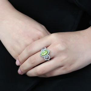 TK3579 No Plating Stainless Steel Ring with AAA Grade CZ in Apple Green color