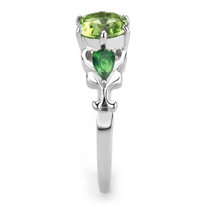 TK3610 - No Plating Stainless Steel Ring with Synthetic Synthetic Glass in Peridot