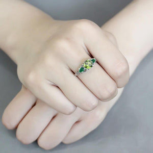 TK3610 - No Plating Stainless Steel Ring with Synthetic Synthetic Glass in Peridot