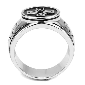 TK3617 High polished (no plating) Stainless Steel Ring with Top Grade Crystal in Jet