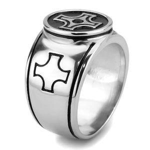 TK3617 High polished (no plating) Stainless Steel Ring with Top Grade Crystal in Jet