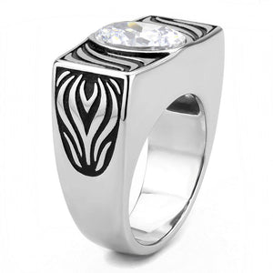 TK3620 High polished (no plating) Stainless Steel Ring with AAA Grade CZ in Clear