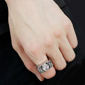 TK3620 High polished (no plating) Stainless Steel Ring with AAA Grade CZ in Clear