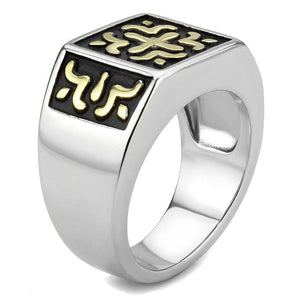 TK3622 Two-Tone IP Gold (Ion Plating) Stainless Steel Ring with No Stone in No Stone