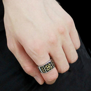 TK3622 Two-Tone IP Gold (Ion Plating) Stainless Steel Ring with No Stone in No Stone