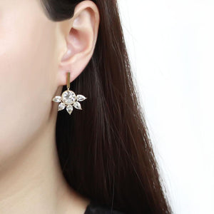 TK3661 IP Gold(Ion Plating) Stainless Steel Earrings with Top Grade Crystal in Clear