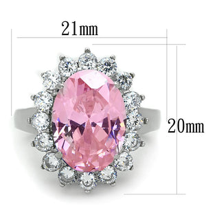 TK3676 High polished (no plating) Stainless Steel Ring with Synthetic in Rose