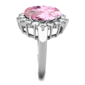 TK3676 High polished (no plating) Stainless Steel Ring with Synthetic in Rose