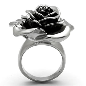 TK923 High polished (no plating) Stainless Steel Ring with Epoxy in Jet