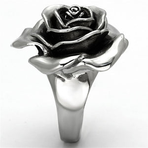 TK923 High polished (no plating) Stainless Steel Ring with Epoxy in Jet