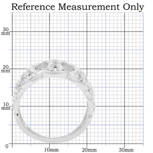 TS009 Rhodium 925 Sterling Silver Ring with AAA Grade CZ in Clear