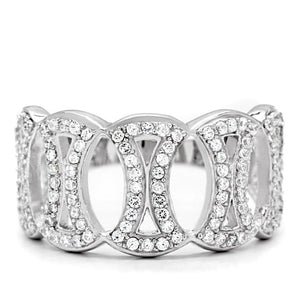 TS009 Rhodium 925 Sterling Silver Ring with AAA Grade CZ in Clear