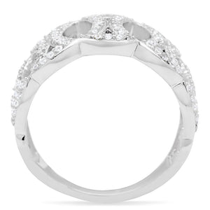 TS009 Rhodium 925 Sterling Silver Ring with AAA Grade CZ in Clear