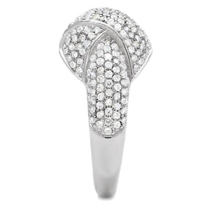 TS016 - Rhodium 925 Sterling Silver Ring with AAA Grade CZ  in Clear