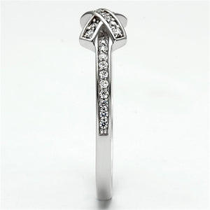 TS075 - Rhodium 925 Sterling Silver Ring with AAA Grade CZ  in Clear