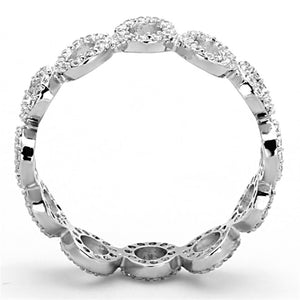 TS139 - Rhodium 925 Sterling Silver Ring with AAA Grade CZ  in Clear